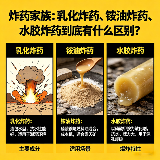 玉树炸药家族：乳化炸药、铵油炸药、水胶炸药到底有什么区别？
